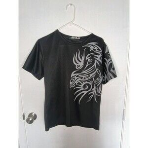 Y2K Tribal Graphic T Shirt 3XL Black Cyber Goth Alt Streetwear Zacard Tee